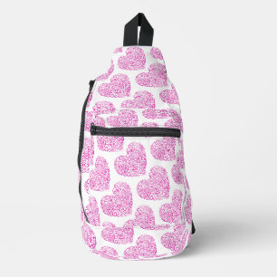 Sac À Bandoulière Écriture spirale coeur rose pour la Saint Valentin