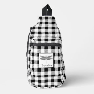 Sac À Bandoulière Élégant blanc blanc plaid en vichy libellule