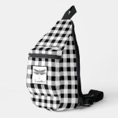 Sac À Bandoulière Élégant blanc blanc plaid en vichy libellule (Coin droit)