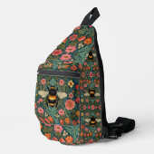 Sac À Bandoulière Elegant boho retro bumblebee spring florals (Coin droit)