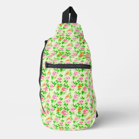 Sac À Bandoulière Elegant Floral Roses Green Leaves Pattern-23675 (Recto)