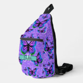 Sac À Bandoulière Élégant monogramme de papillons à parties scintill (Coin droit)