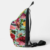 Sac À Bandoulière Élégant rose fleurs aqua motif monogramme imprimé (Droite)