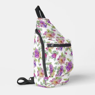 Sac À Bandoulière Elégante couleur rose violet aquarelle florale