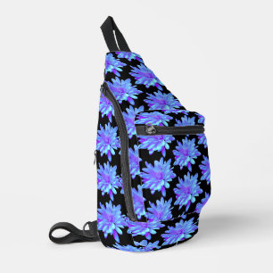 Sac À Bandoulière Élégante fleur florale violette bleu