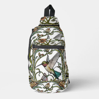 Sac À Bandoulière Élégante illustration de colibri dans un style bot