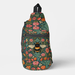 Sac À Bandoulière Élégantes florales de printemps bohème rétro abeil