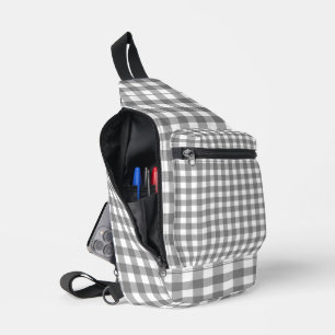 Sac À Bandoulière En vichy gris et blanc