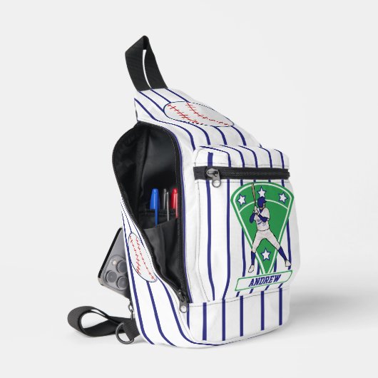Sac À Bandoulière Étoile de base-ball personnalisée bleu (Ouvrir)