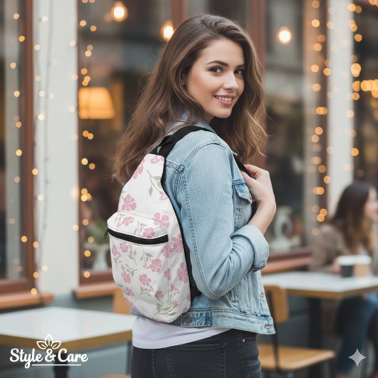 Sac À Bandoulière Eye-Catching Deep Pink Floral Pattern Stylish
