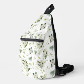 Sac À Bandoulière Eye-Catching White Green Floral Pattern Stylish (Coin droit)
