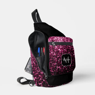 Sac À Bandoulière Faux paillettes roses foncés scintillent Monogramm