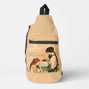 Sac À Bandoulière Femmes Art Nouveau lisant au bord de la mer