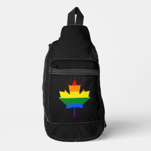 Sac À Bandoulière Feuille d'érable de fierté arc-en-ciel