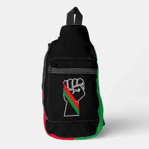 Sac À Bandoulière fierté noire drapeau rouge vert poing panafricain 