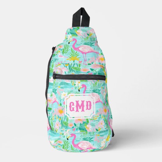 Sac À Bandoulière Flamant rose d'été de Preppy | Monogramme (Recto)