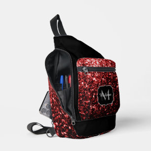 Sac À Bandoulière Flamme de parties scintillant rouge foncé brille M