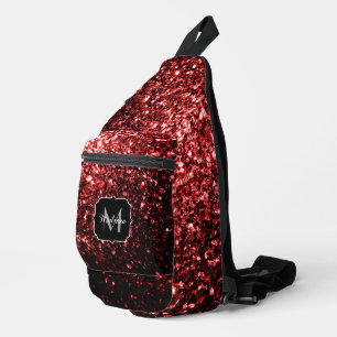 Sac À Bandoulière Flamme de parties scintillant rouge foncé brille M