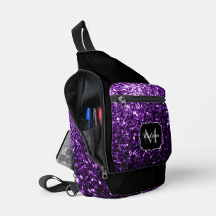 Sac À Bandoulière Flamme de parties scintillant violet foncé brillan