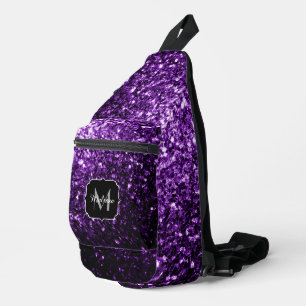 Sac À Bandoulière Flamme de parties scintillant violet foncé Monogra