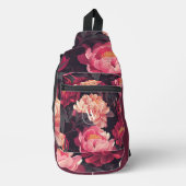 Sac À Bandoulière Fleur de nature rouge rose vintage motif, monogram (Recto)