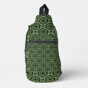 Sac À Bandoulière Fleur noire verte Motif sans couture