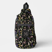 Sac À Bandoulière Fleur sauvage stylé sur noir (Recto)