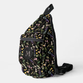 Sac À Bandoulière Fleur sauvage stylé sur noir (Coin droit)