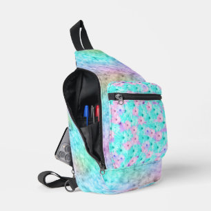 SAC À BANDOULIÈRE FLEURS JOURNÉES ROSES ET BLEUES DE L'OMBRE PASTEL