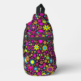 Sac À Bandoulière Fleurs psychédéliques dynamiques en Bloom-67566