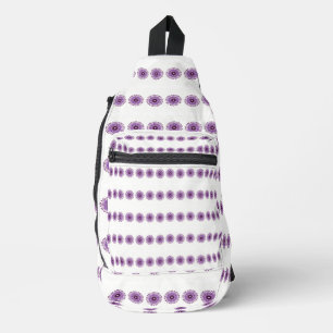 Sac À Bandoulière Fleurs violettes abstraites sur blanc