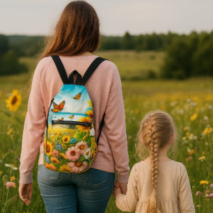 Sac à bandoulière floral tournesol et papillons