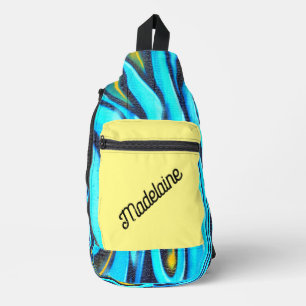 Sac À Bandoulière Graffiti bleu jaune moderne