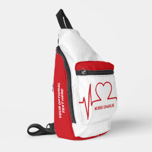 Sac À Bandoulière Heart EKG nom et profession personnalisés