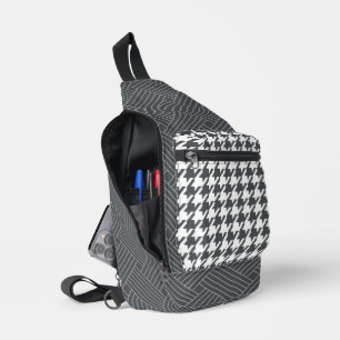 SAC À BANDOULIÈRE HERRINGBONE GRAY SOMBRE ET WEAK MOTIFS