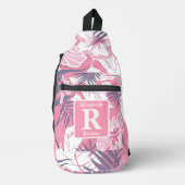 Sac À Bandoulière Hibiscus rose tropical personnalisé Monogramme (Recto)
