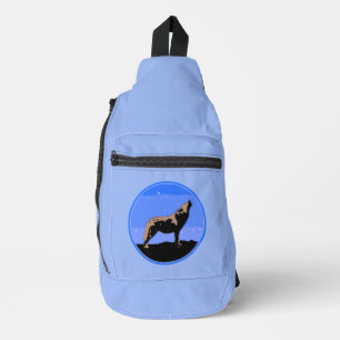 Sac À Bandoulière Howling Wolf en hiver - Art faunique original