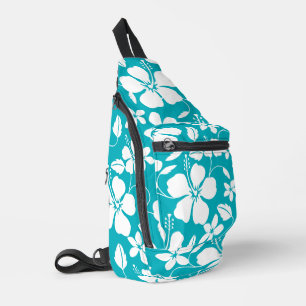 SAC À BANDOULIÈRE HULA HAWAIEN (HIBISCUS) EN TEAL