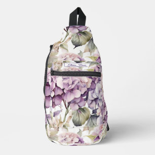 Sac À Bandoulière Hydrangeas aquarelle rose violet élégant