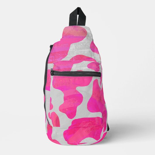 Sac À Bandoulière Impression de vache rose et blanche (Recto)