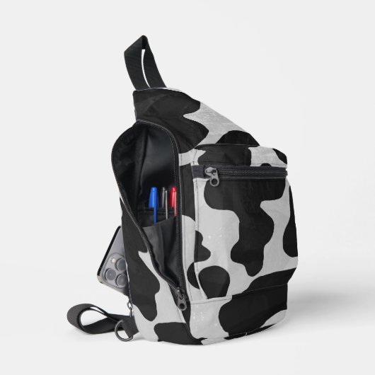 Sac À Bandoulière Impression vache noir et blanc (Ouvrir)