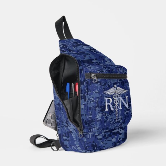 Sac À Bandoulière Infirmière autorisée RN Caduceus sur Camo bleu de  (Ouvrir)