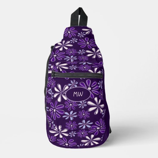 Sac À Bandoulière Initiales Indigo Doodle Motif Violet foncé (Recto)