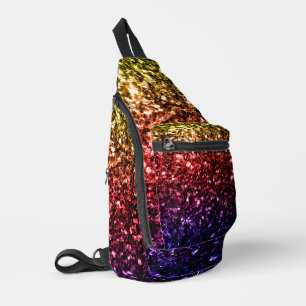 Sac À Bandoulière Jaune arc-en-ciel rouge violet faux étincelles
