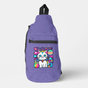 Sac À Bandoulière Joli Chat Cosmique Blanc