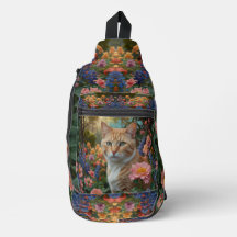 Joli chat orange et blanc dans un jardin fleuri