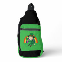 Joli dessin animé leprechaun avec shamrock et arc-
