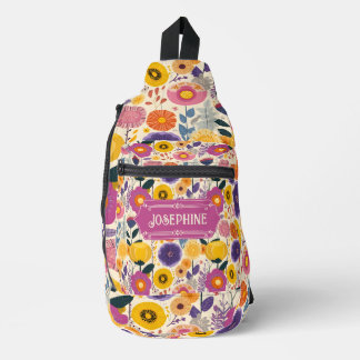 Sac À Bandoulière Joséphine coloré violet et jaune Floral moderne