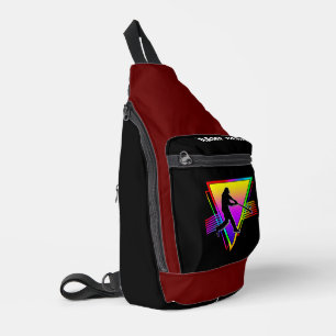 Sac À Bandoulière Joueur de Baseball Arc-en-Ciel Rétro Coloré Vintag