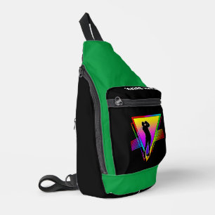 Sac À Bandoulière Joueur de golf arc-en-ciel coloré rétro vintage